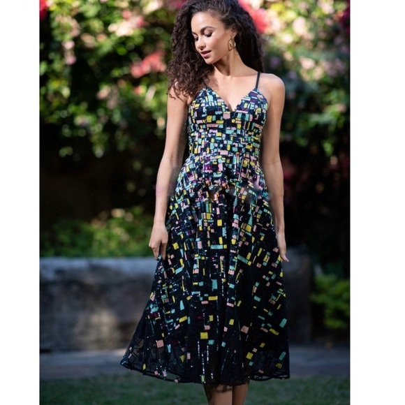 Dress the Population Women's Maren Fit and Flare Midi Dress NWT - Picture 2 of 7